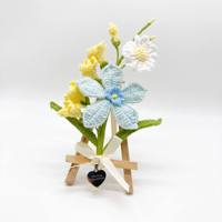 Selimut Bunga Rajut Tangan dari Katun, Buket Bunga Tulip, Bunga Awet, Ramah Lingkungan, Sekali Pakai, untuk Guru