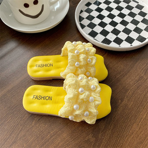 Chaussons plats pour filles, mode été, semelle souple, anti-dérapants, respirants, style princesse, avec perles, pour enfants - Product Image 6