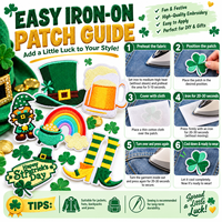 Patch brodé en gros pour la Saint-Patrick : Leprechaun, Trèfle, Arc-en-ciel – à thermocoller ou à coudre