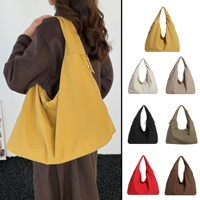 Tas Tote Wanita Vintage Bahan Nilon Kapasitas Besar Tas Selempang Kasual Sehari-hari Penutup Ritsleting Lapisan Poliester untuk Bepergian dan Belanja