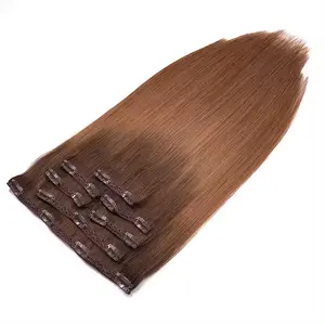 Highest Grade 12A Seamless Double Drawn Clip In Hair For White Women 200g Remy 100Human Clip In Hair Extension