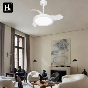 Ventilateur de plafond rétractable avec éclairage LED pour salon et chambre, décoration minimaliste moderne - Product Image 6