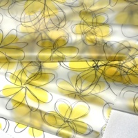 Poncho de pluie en tissu PU imperméable jaune à motifs floraux, personnalisable, sans PFAS, avec tissu TPU transparent
