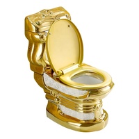 Salle de bain européenne de luxe, vintage, de haute qualité, monté au sol, wc en céramique, toilette sanitaire en or