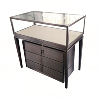 Vitrine de luxe pour bijoux avec cadre en métal anthracite, verre trempé, éclairage LED, armoire de rangement et serrure de sécurité