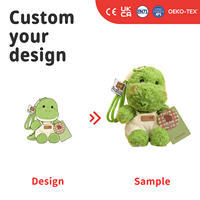 Peluche de dinosaure verte personnalisée à partir d'un dessin, poupée en peluche douce avec tenue pour mascotte de marque et marchandises de vente au détail