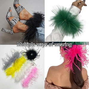More <strong>Fluffy</strong> Ostrich Fur <strong>Cuffs</strong> Slap Band Wristband Clothes Anklet Sleeves Hair Trim Party Stage Wedding Bracelet Plumas Decor - Product Image 6