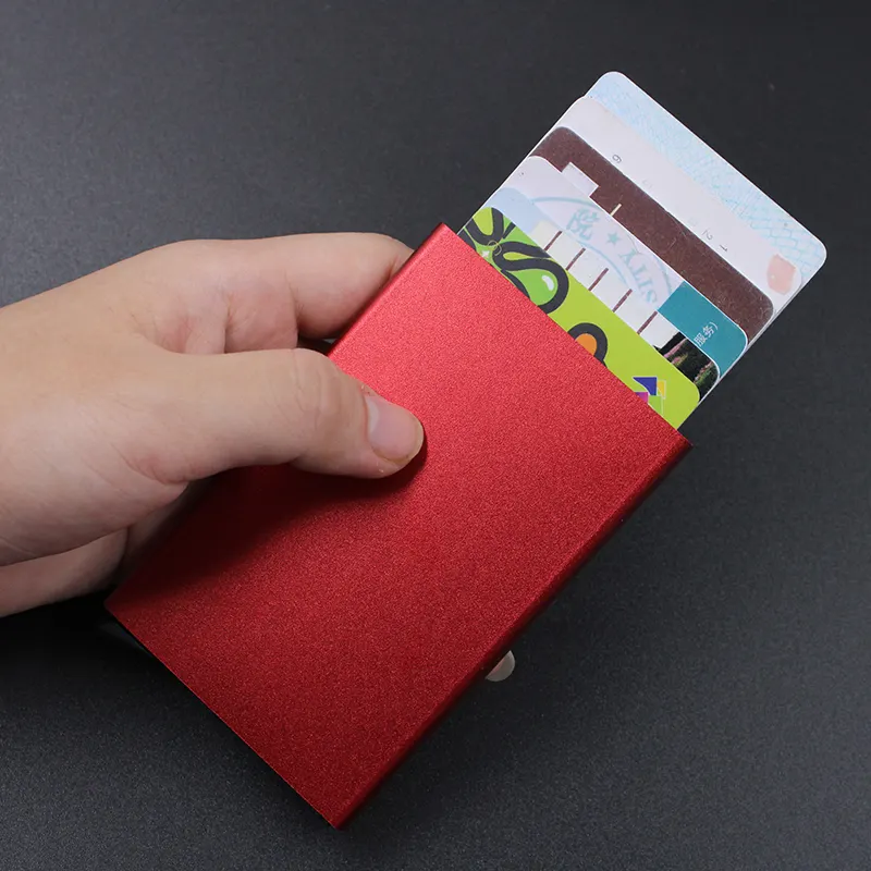 Dompet Mini otomatis penyimpan kartu kredit, dompet Mini penyimpan kartu ID pola Logo otomatis tersedia