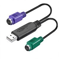 Câble adaptateur USB vers PS/2 2 en 1 pour souris et clavier avec connecteurs en cuivre