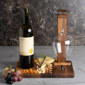 Estante para vinos de madera maciza de acacia con soporte para copas y tabla de quesos para servir vino - Product Image 2