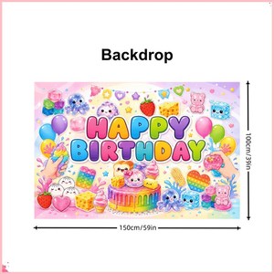 Kit de Decoración de <span class=keywords><strong>Cumpleaños</strong></span> con Temática de Comida, Telón de Fondo, Globos, Pancartas y Adornos para Pastel para una Fiesta Infantil Colorida - Product Image 4