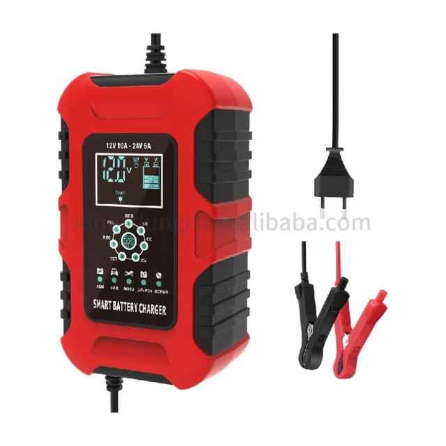 10A 7-section 12V24V motorcycle battery charger Automobile battery intelligent charger running lamp indication
