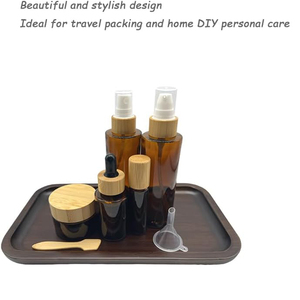 Bamboo Cosmetic Packaging PET 60ml 120ml 250ml 500ml Frosted <b>Amber</b> Plastic <b>Bottle</b> with Bamboo Cap - Product Image 5
