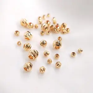 custom round 18k gold plated wholesale ball Different sizes jewelry component diy handmade beads bracelet making accessories