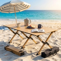 Table pliante moderne en acier au carbone, petite, pour l'extérieur, portable, pour le camping et les pique-niques, avec roulettes