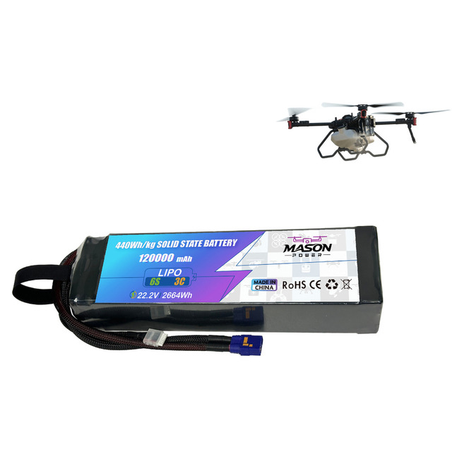 6S1P 120000mAh 3C Semi Solid State Battery 22.2V 2664Wh 440Wh/kg Lightweight 6.8kg for Long Range Inspection