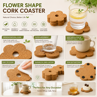 Sous-verres en liège en forme de fleur pour table basse, bar, café, décoration intérieure, tapis absorbants en liège naturel pour tasses et verres