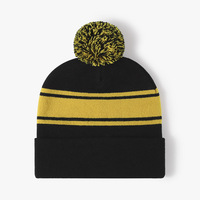 Effen Blanco Jacquard Breien Mutsen Met Pompom, Op Maat Gemaakte Persoonlijke Logo Mutsen, Mutsen Met Pompon