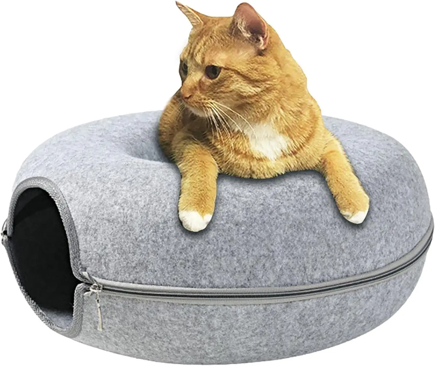 Relax Round Lovely Warm Winter Pet Products Cat Houses Grey Felt Pet Cave Bed Felt Round Pet Bed Dog Cat Bed House