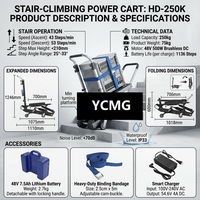 Chariot monte-escalier électrique YCMG 250 kg, robuste, à chenilles, avec frein automatique, batterie au lithium, pour meubles et appareils électroménagers, CE ISO