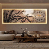Lampe murale moderne de luxe avec horloge et tableau paysager d'arbre, en porcelaine et cristal, pour salon