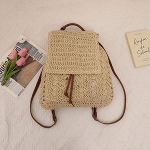 New Arrival Ladies Handwoven Seaside Summer Beach Bag Leisure <b>Drawstring</b> Women's Travel Straw <b>Backpack</b> - Product Image 3