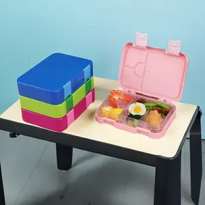 Aoha กล่องเบนโตะสำหรับเด็ก, กล่องอาหารกลางวันสำหรับไปโรงเรียนปิกนิกพลาสติกไม่มี BPA กล่องเบนโตะ6ช่อง