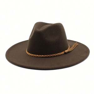 Sombreros Fedora de Jazz Personalizados para Hombre y Mujer, Colección Otoño-Invierno, con Borde Ancho y Borlas Trenzadas de Gamuza, para Fiestas - Product Image 4