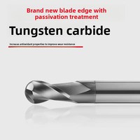Fraise à bout sphérique en carbure de tungstène à 2 dents, 70 degrés, pour acier inoxydable, fraisage CNC en alliage dur de type R