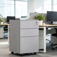 Archivador Metálico Delgado de 3 Cajones para Debajo del Escritorio, Pedestal de Almacenamiento Metálico para Espacios Pequeños de Oficina