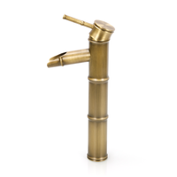Robinet de salle de bain à trou unique en cuivre antique moderne Robinet de lavabo unique avec bassin en bambou Noyau de valve en céramique pour eau chaude et froide
