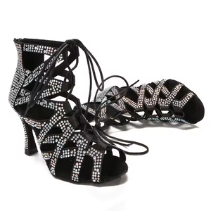 Chaussures de danse sexy et brillantes, bottes de danse à strass de créateur, escarpins en dentelle de haute qualité, sandales à semelle souple pour femmes, pour mariage et soirée - Product Image 1