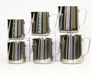 wholesale stainless steel steaming espresso etched milk frothing jug with measurement scale
