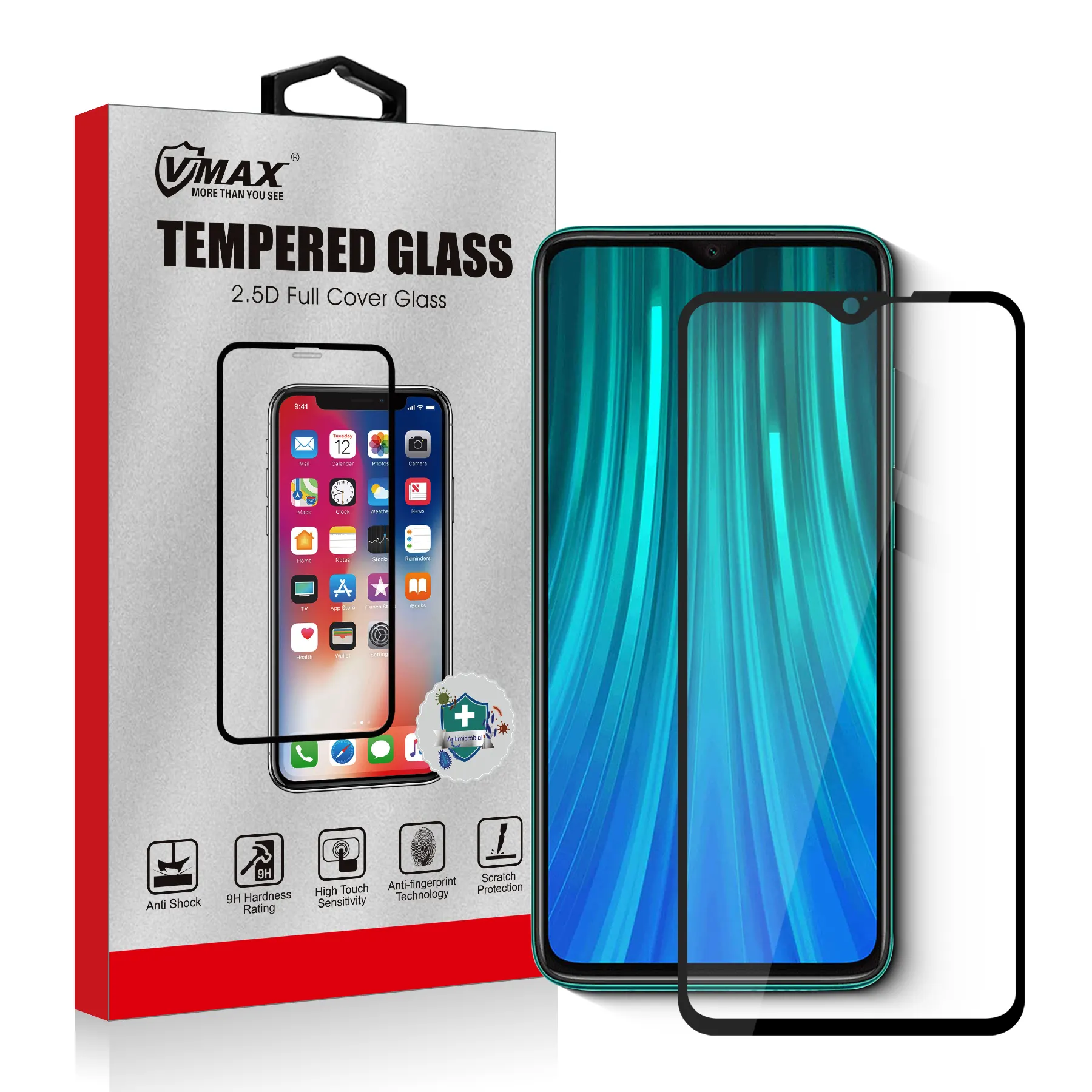 Penutup Layar Penuh 0.33Mm 9H, Tahan Pecah, Ponsel 2.5D Ultra Tipis Kaca Tempered untuk Xiaomi Redmi Note 8 Pro