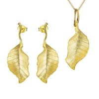 Nouvelles Idées de Produits 2025 Vente en Gros Argent Sterling 925 Élégant Automne Longues Feuilles Pendentif Plaqué Or Bijoux pour Femme