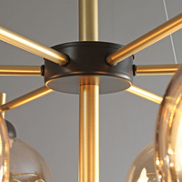 Lustre Américain Design Moderne de Luxe, Personnalisé, Grande Boule en Verre Transparent, pour Salon