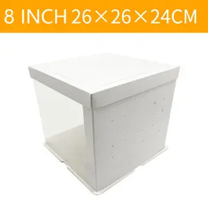 Toptan özel yüksek kaliteli saydam fırında beyaz renk kek kutuları