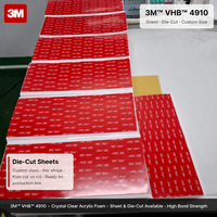 For for 4910 Acrylic Hot Melt Water Activated EVA Double Sided Adhesive Sticker Metal Glass Bonding Waterproof Die Cut Masking