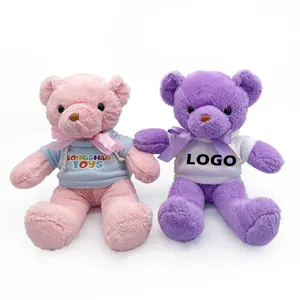 SongshanToys OEM ODM wholesale 30cm stuffed animal toy custom sublimation hoodie t-shirt logo colorful teddy bear plush toys