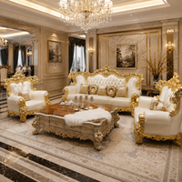 Luxus-Sofagarnitur Wohnzimmermöbel Handgeschnitzte Europäische Vergoldete Couch für Hotel Villa Palast Individuelle Farben