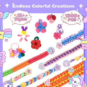 Kit de tissage pour enfants, plus de 1000 pièces, kits d'artisanat DIY pour enfants avec 2 peignes à tisser, cadeaux de Pâques, kit de fabrication de bracelets, cadeaux pour filles - Product Image 3
