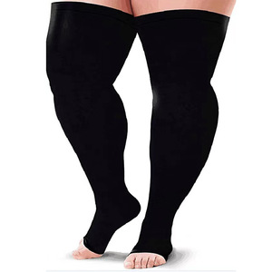 <b>Women</b> Thigh High <b>Compression</b> <b>Socks</b> Plus Size Nylon Solid Color Medium Tube Sports Casual Wear - Product Image 1