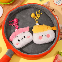 Porte-clés mignon en peluche crevettes Sushi boule de riz porte-clés doux Girly coeur poupée sac pendentif pour Couple vente en gros marchandise lanière