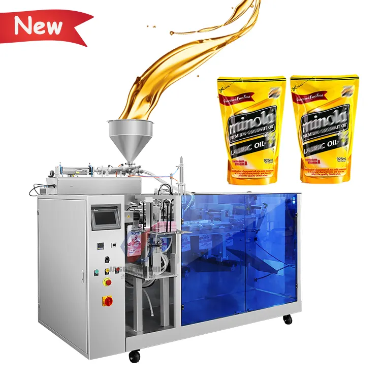 High speed automatic doypack pouch bag liquid olive chilli sunflower edible oil packaging machine