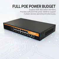 TiNCAM Commutateur PoE AI 16 ports 10/100M + 2*10/100/1000Mbps RJ45 + 1*1.25G SFP Ethernet Commutation réseau CCTV Caméras IP NVRs en Stock