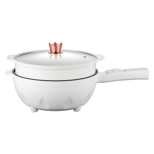 Poêle et <span class=keywords><strong>wok</strong></span> électrique multifonction antiadhésif, capacité 2,1-4 L, couvercle en verre, commande par bouton-poussoir, pour usage domestique et en dortoir - Product Image 5