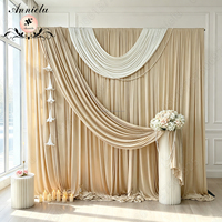ANNIELU Rideaux de plafond personnalisés en spandex 4 directions blanc ivoire pour décoration de toile de fond de mariage, événement, fête d'anniversaire
