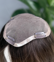 Topper de cheveux noirs de 12 pouces 6x6 Mono Base séparation gratuite poids léger 100% densité Premium véritable pince à cheveux humains dans les Toppers pour les femmes