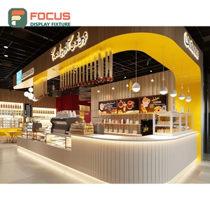 Minimal Cafe Service Counter Black <b>Walnut</b> Finish Coffee Bean Display Area Storefront Service Counter - Product Image 2