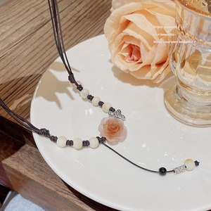 Collar de Rosas Tejidas, No se Destiñe, para Mujer, Verano 2026, Nuevo Estilo <span class=keywords><strong>Chino</strong></span>, Accesorios, <span class=keywords><strong>Cadena</strong></span> de Clavícula de Alta Calidad - Product Image 4